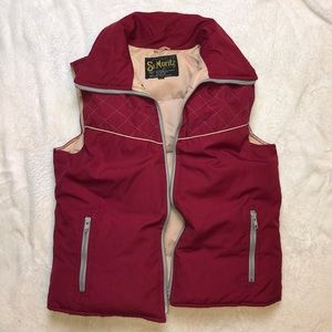 Vintage St. Moritz red women’s puffer down vest M